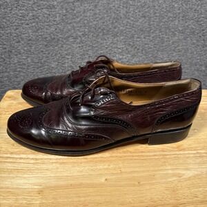 Miguel Angel‎ Wingtip Oxfords Mens 11.5 Burgundy Leather Italian Dress Shoes